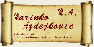Marinko Azdejković vizit kartica